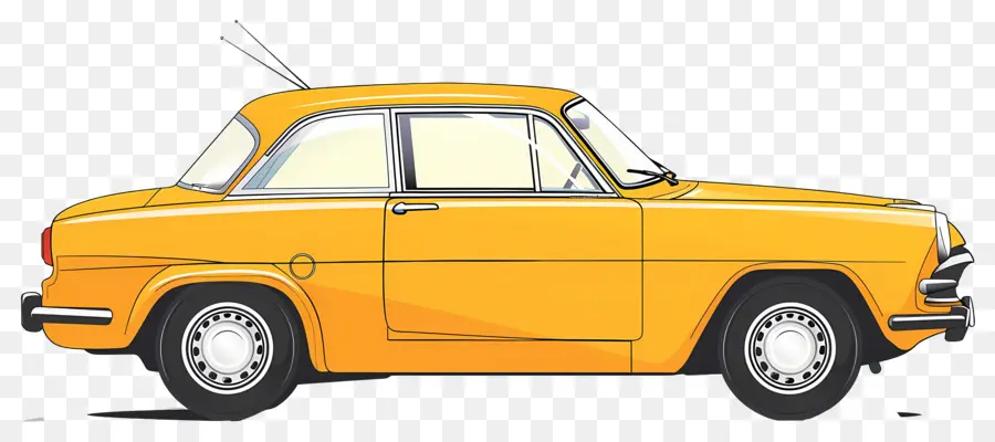 Coche Animado，Coche Antiguo Amarillo PNG