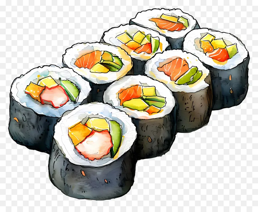 Rollo De Sushi，Piezas De Sushi PNG