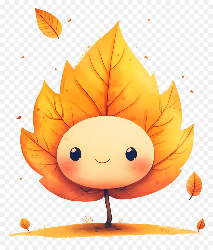 Hoja De Otoño Lindo，Hoja Con Cara PNG