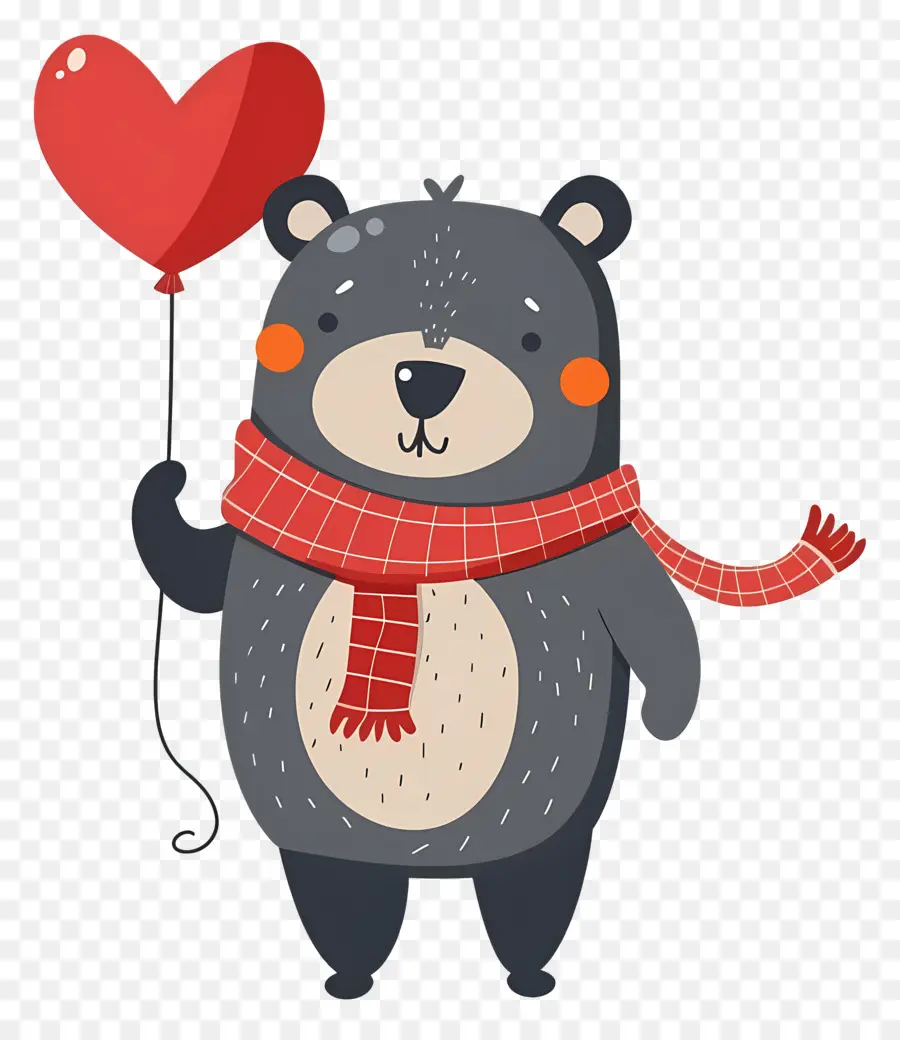 Lindo Oso，Oso Gris Con Globo De Corazón PNG