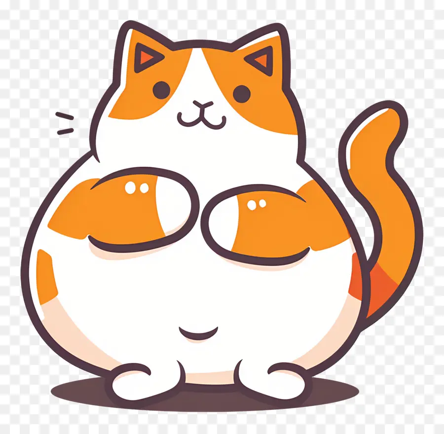 Gato Kawaii，Gato Redondo Naranja Y Blanco PNG