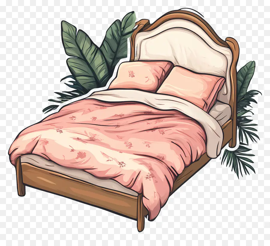 Cama Acogedora，Cama Rosa PNG