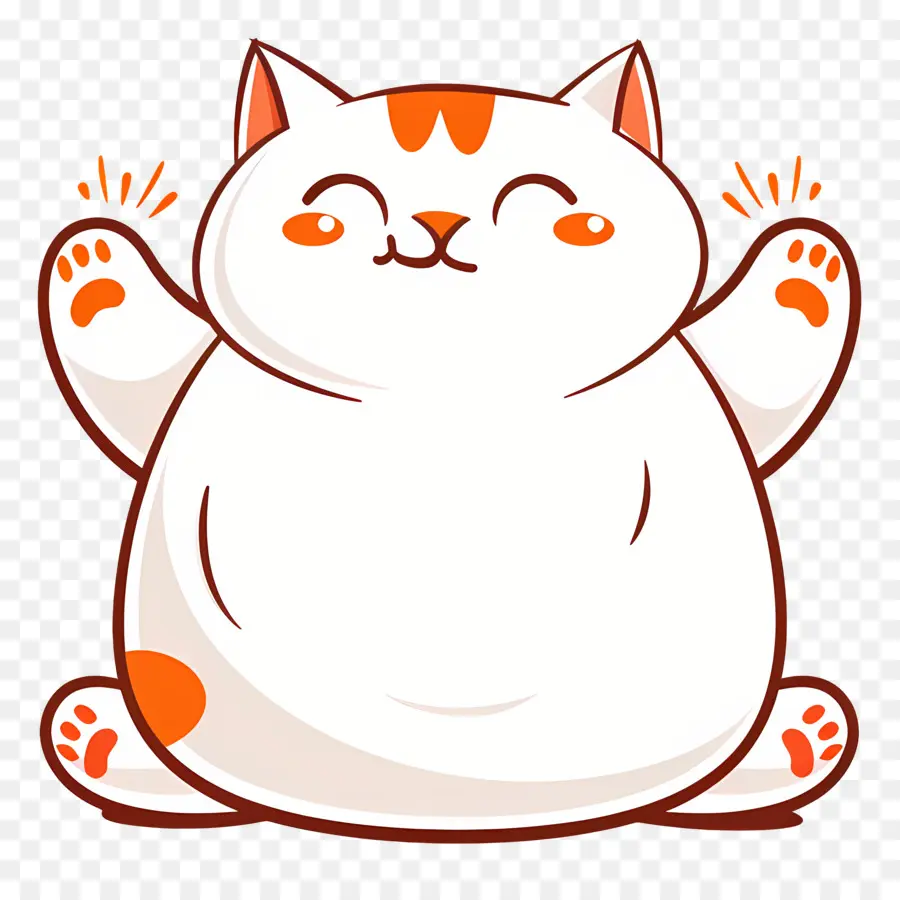 Gato Kawaii，Gato Blanco Gordito PNG