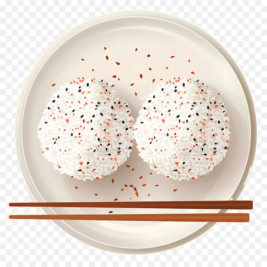 Onigiri Umeboshi，Bolas De Arroz Con Sésamo PNG