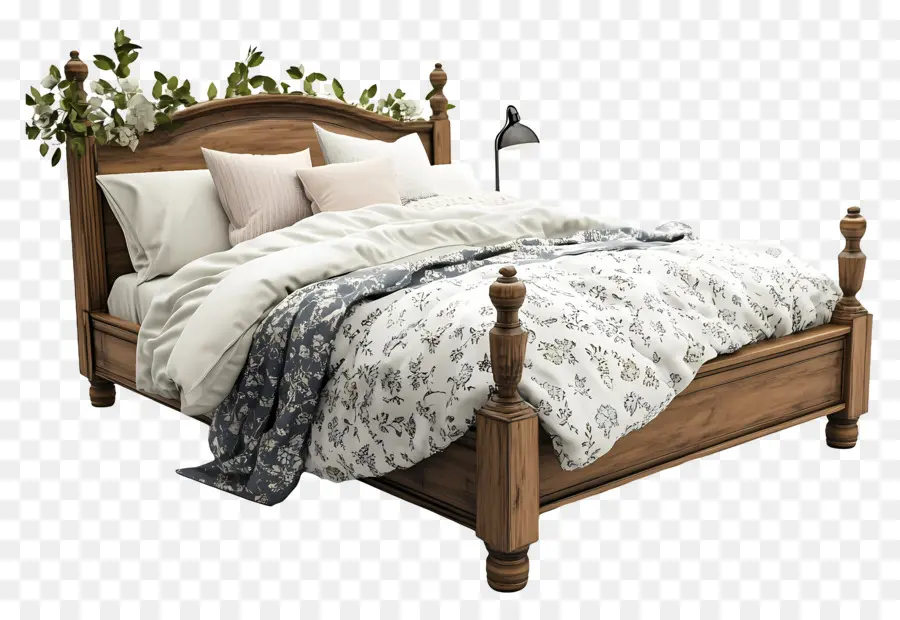 Cama Acogedora，Cama De Madera PNG