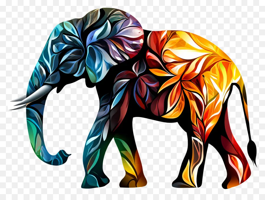 Silueta De Elefante，Elefante Abstracto Colorido PNG