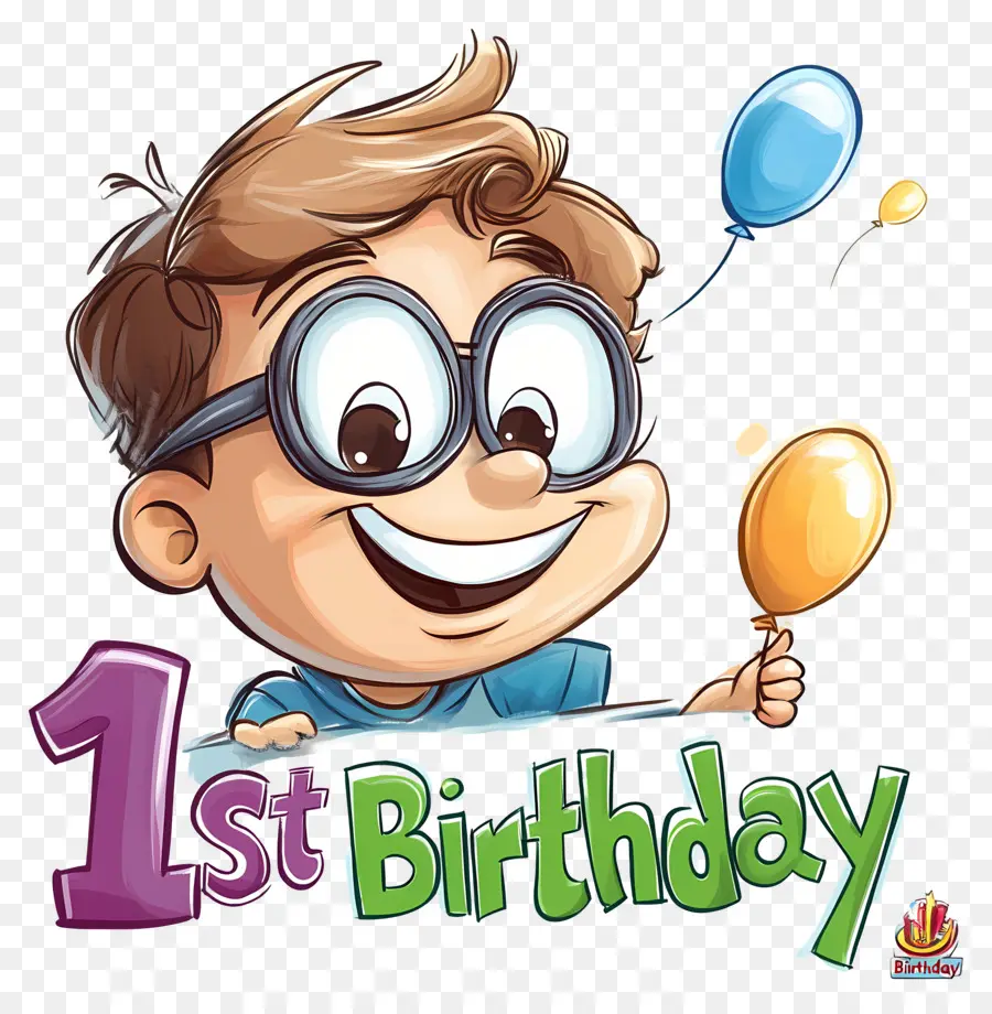 1er Cumpleaños，Niño Con Texto De Primer Cumpleaños PNG