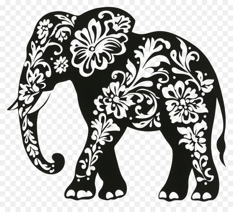 Silueta De Elefante，Elefante Decorativo PNG