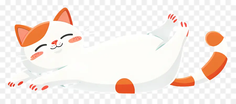 Gato Kawaii，Gato Naranja Estirando PNG