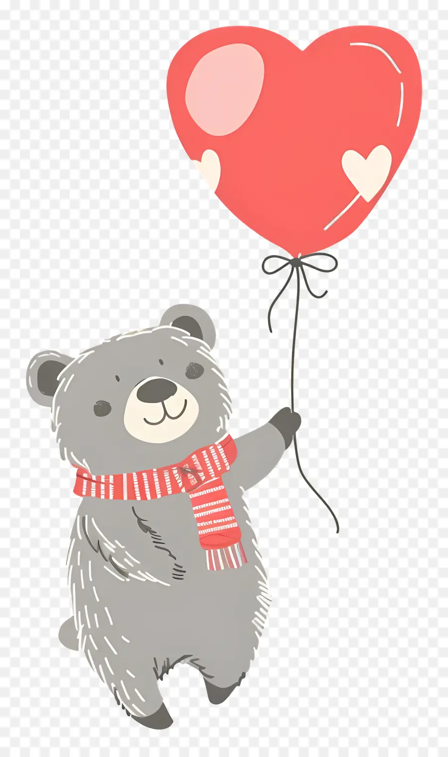 Lindo Oso，Oso Gris Con Globo De Corazón PNG