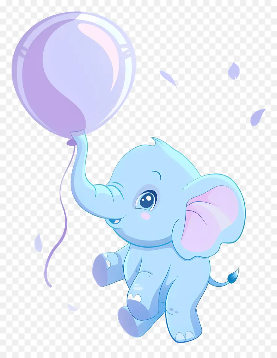 Elefante Bebé，Elefante Azul Con Globo Morado PNG