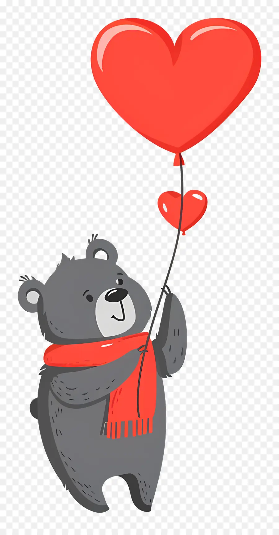 Lindo Oso，Oso Gris Con Globos De Corazón PNG