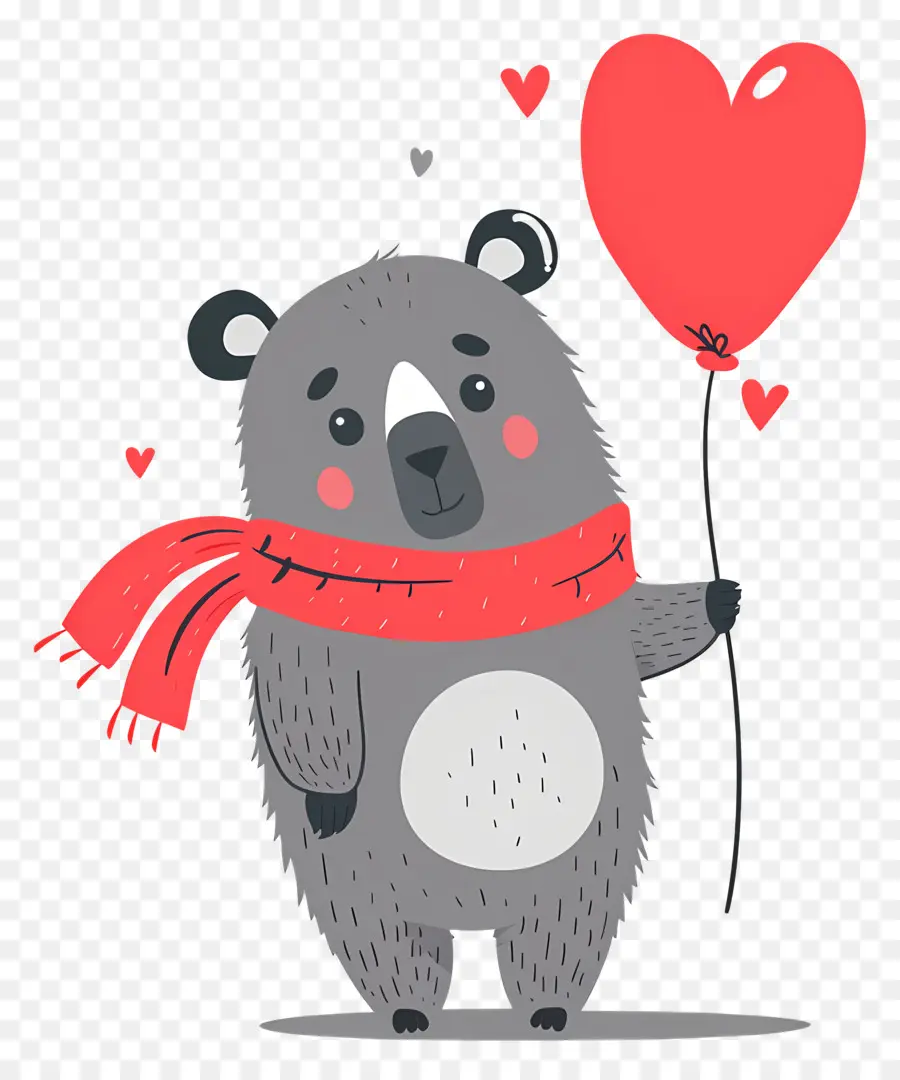 Lindo Oso，Lindo Oso Con Globo De Corazón PNG