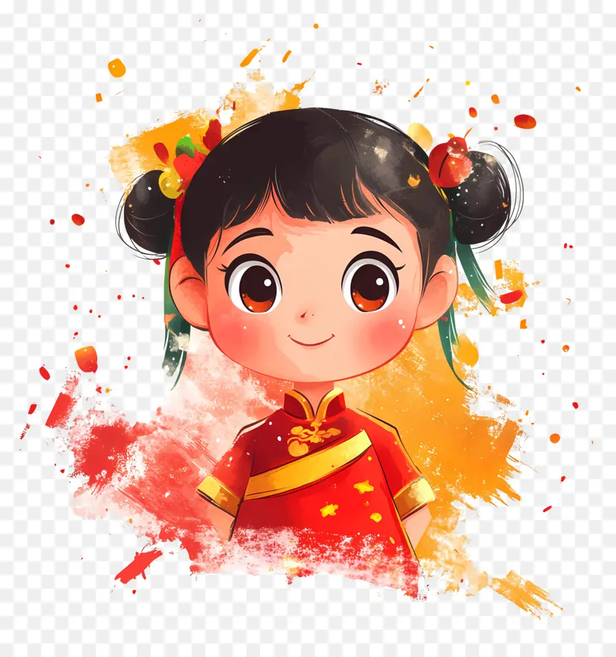 Día Nacional De China，Chica Con Salpicaduras De Pintura PNG