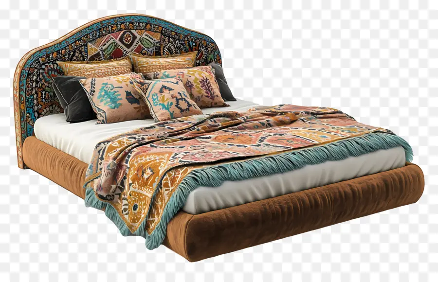 Cama Acogedora，Cama Colorida PNG