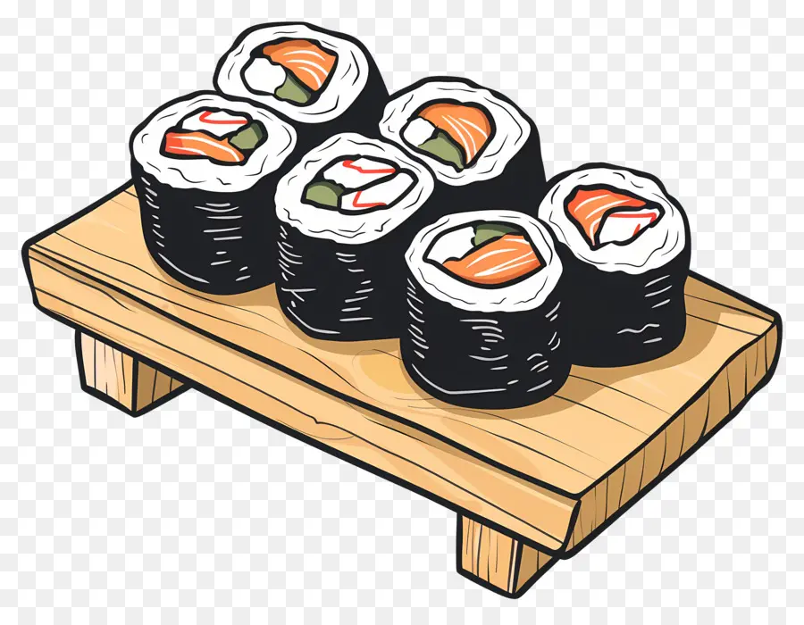 Rollo De Sushi，Rollos De Sushi En Un Plato PNG