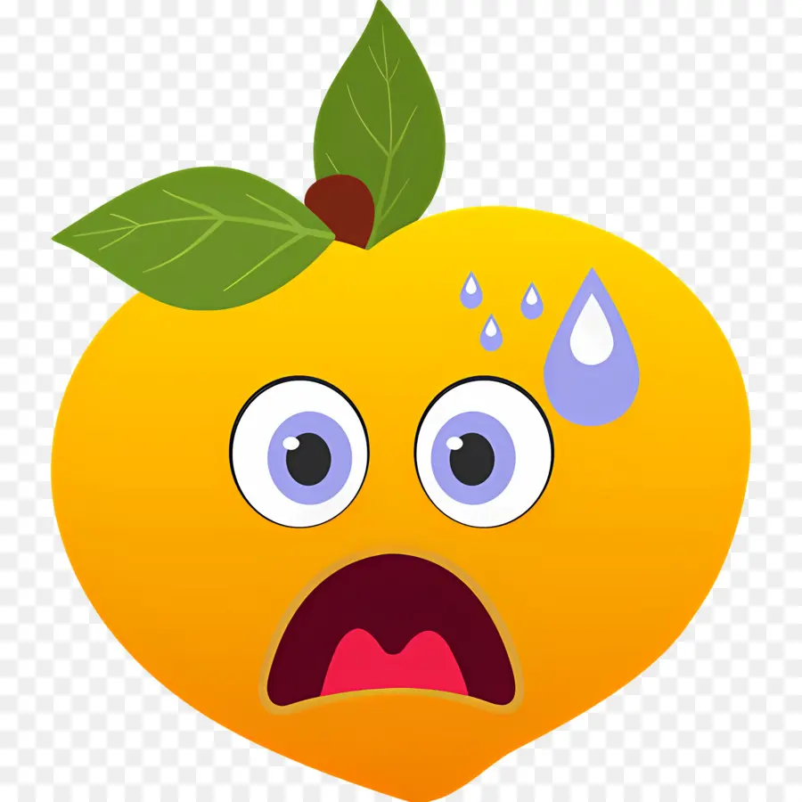 Melocotón Emoji，Melocotón Sorprendido PNG