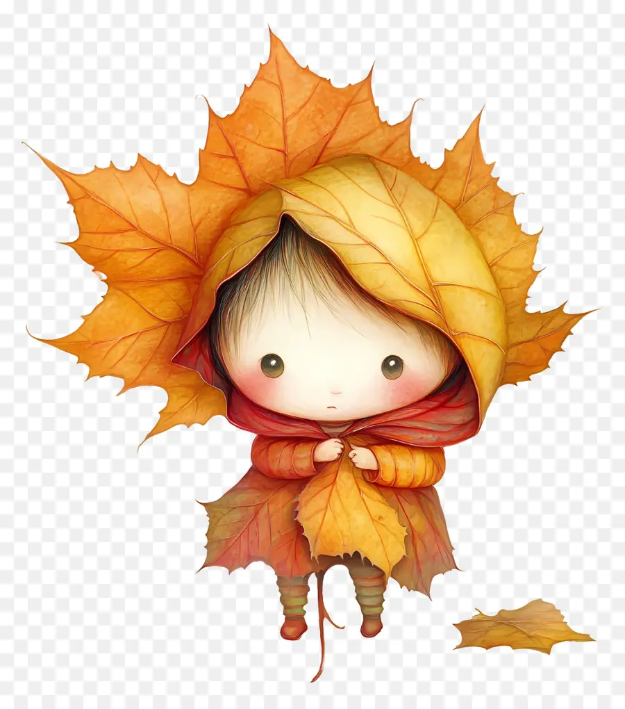 Hoja De Otoño Lindo，Niña Dormida PNG