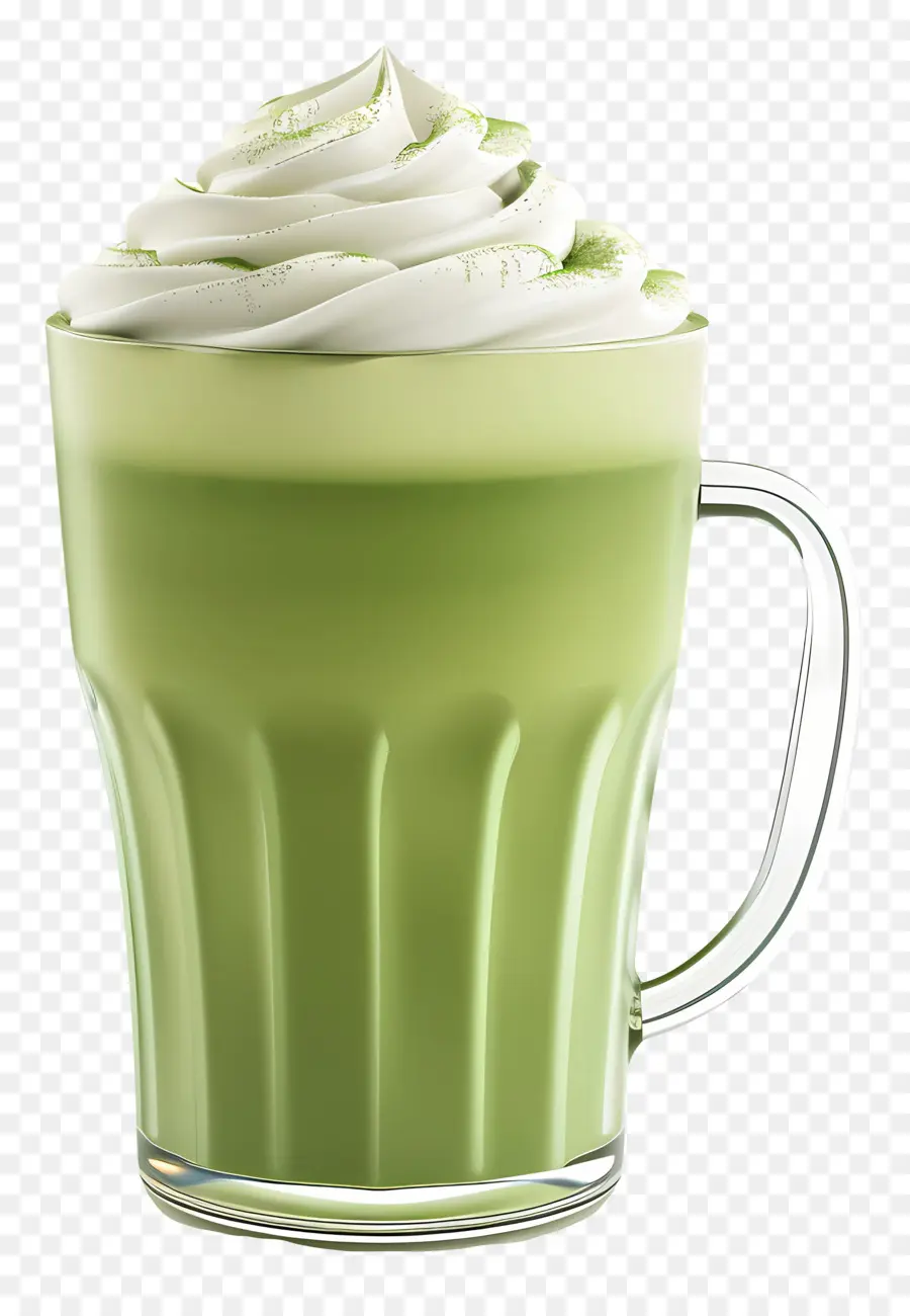 Matcha Latte，Vaso Verde Con Crema PNG