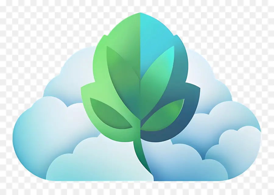 Logotipo De La Nube，Hoja Verde Y Nube PNG