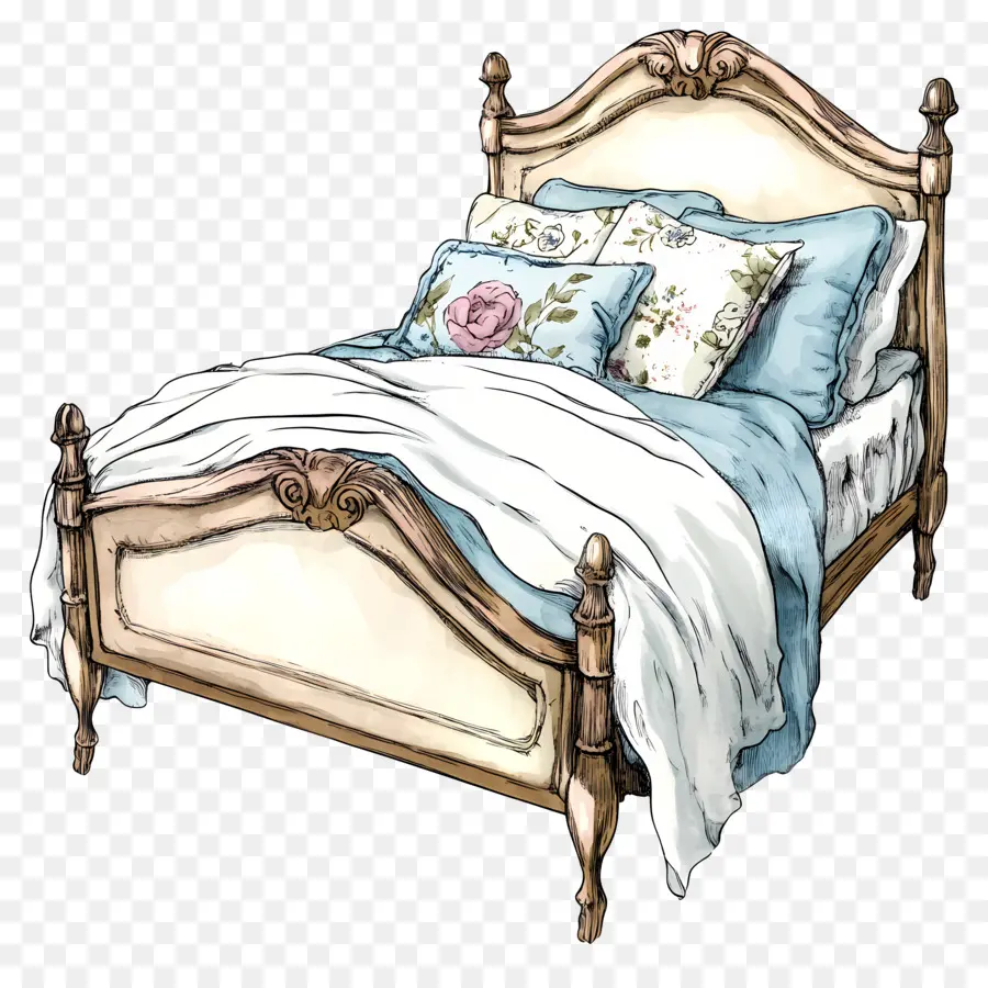 Cama Acogedora，Cama De Madera PNG