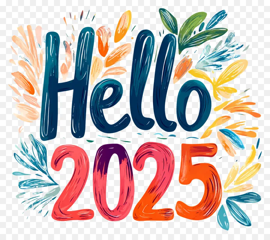 Hola 2025，Hola 2025 Con Flores PNG