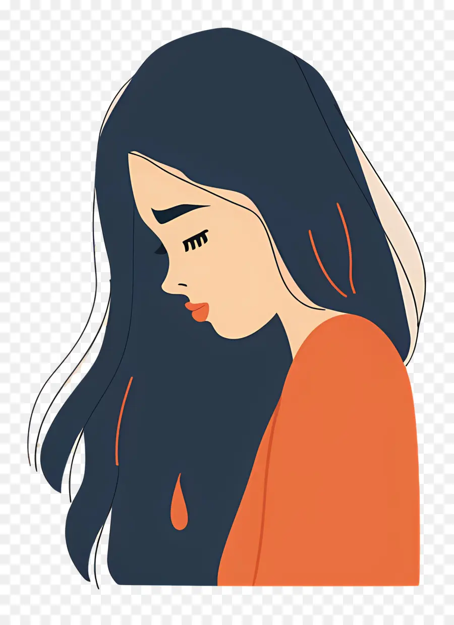 Mujer Llorando，Ilustración De Mujer Triste PNG