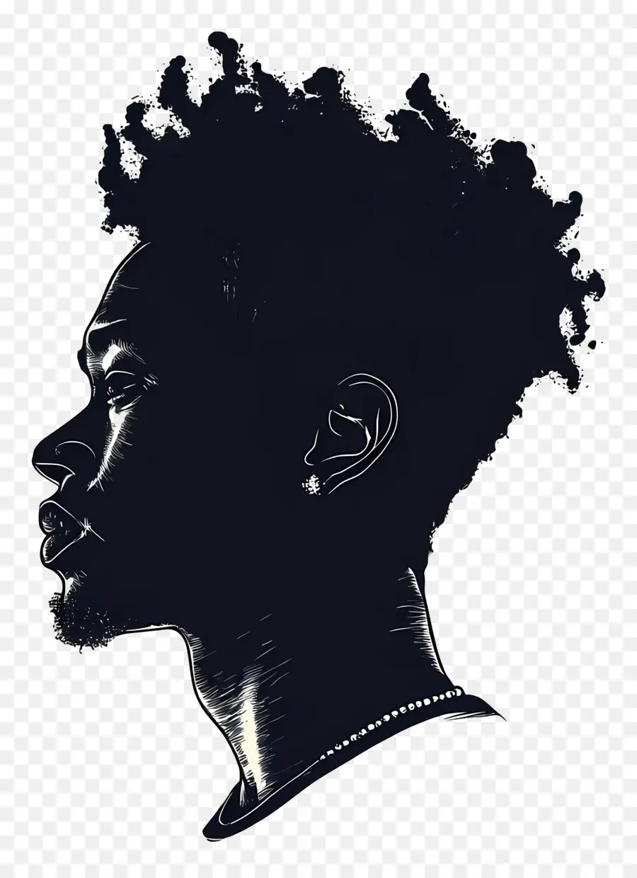 Silueta De Cabeza De Hombre，Silueta Con Afro PNG