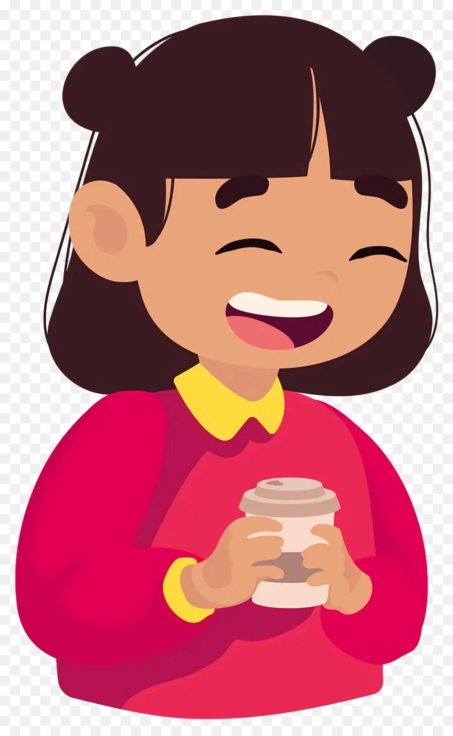 Tomando Cafe，Niño Riendo Con Taza PNG