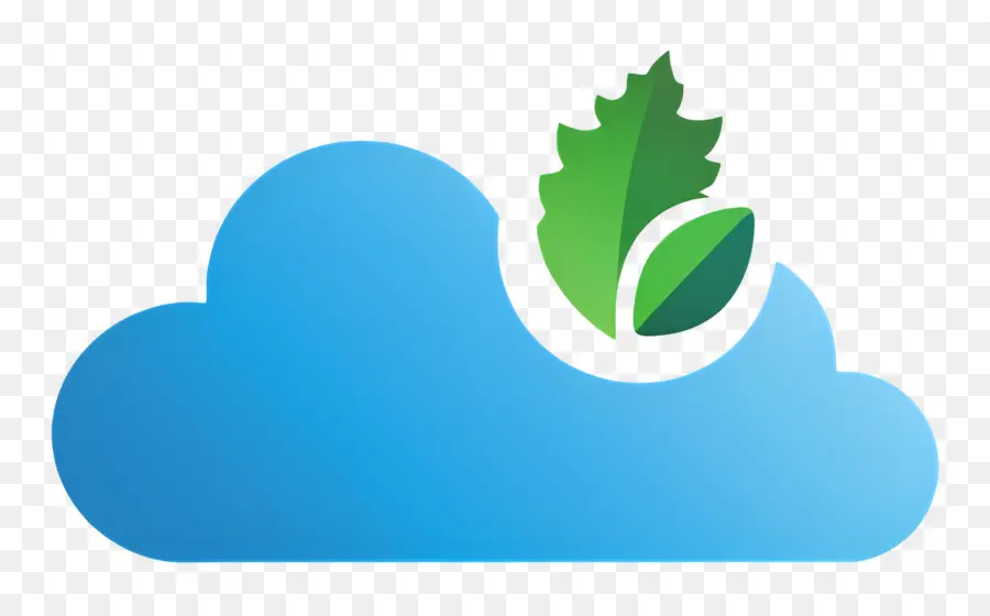 Logotipo De La Nube，Nube Azul Con Hoja Verde PNG