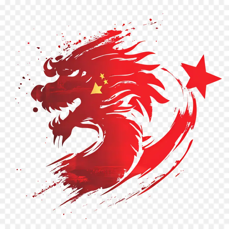 Día Nacional De China，Silueta Del Dragón Rojo PNG