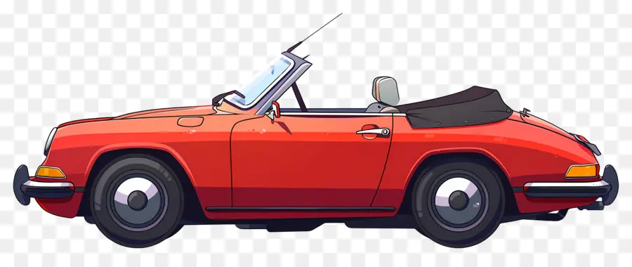 Coche Animado，Descapotable Rojo PNG