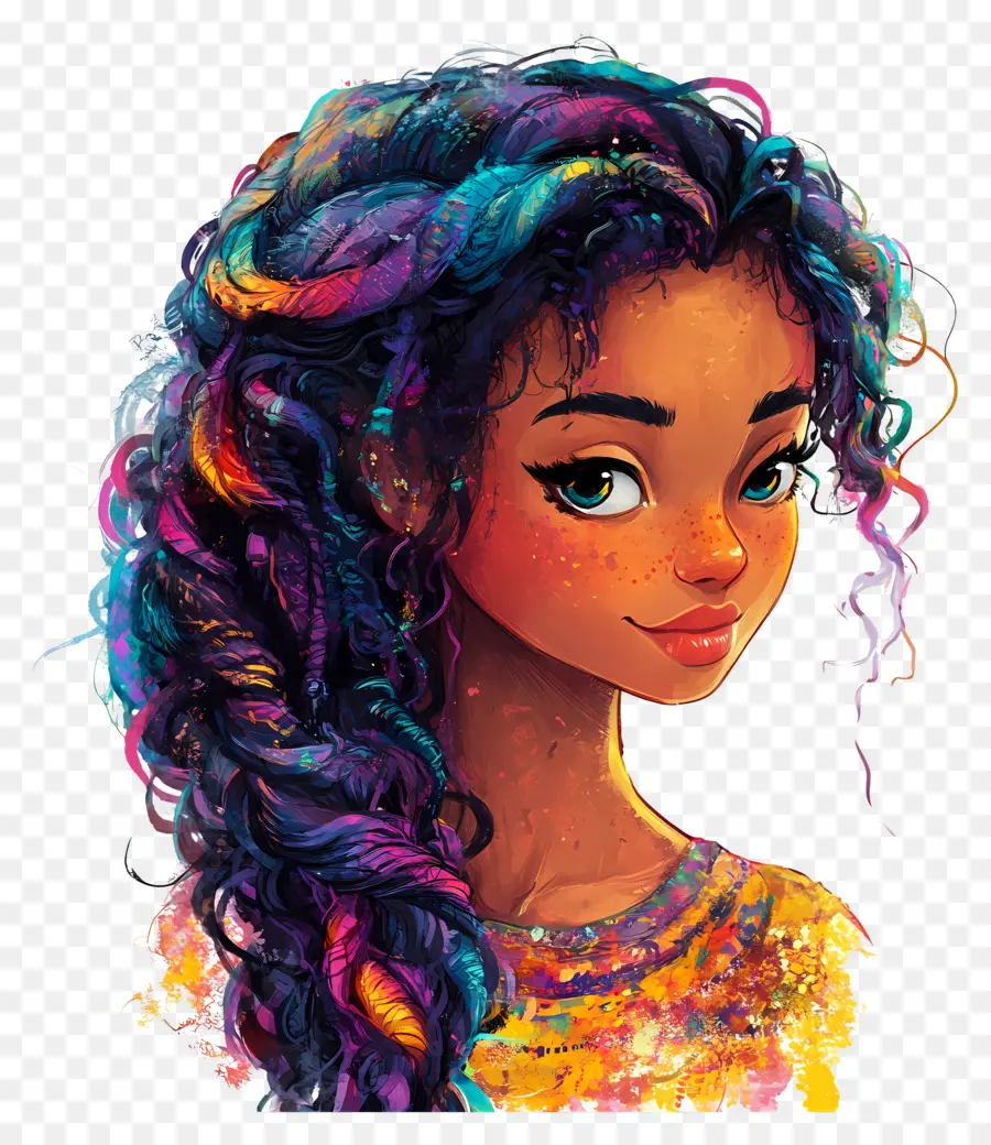 Pelo De Niña，Cabello Trenzado Colorido PNG