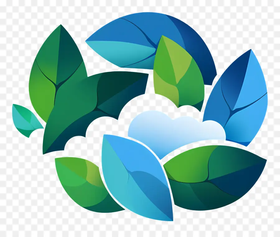 Logotipo De La Nube，Hojas Que Rodean La Nube PNG