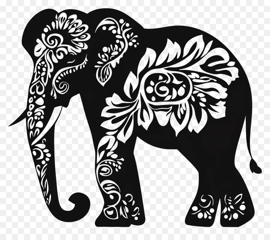 Silueta De Elefante，Elefante Decorativo PNG