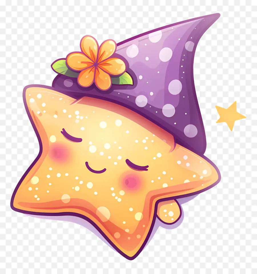 Estrella Kawaii，Estrella Amarilla Con Sombrero PNG