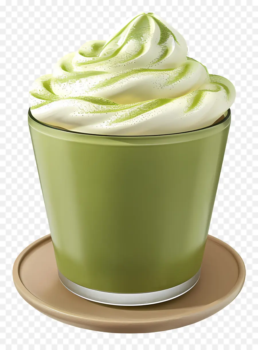 Matcha Latte，Bebida Cremosa Verde PNG