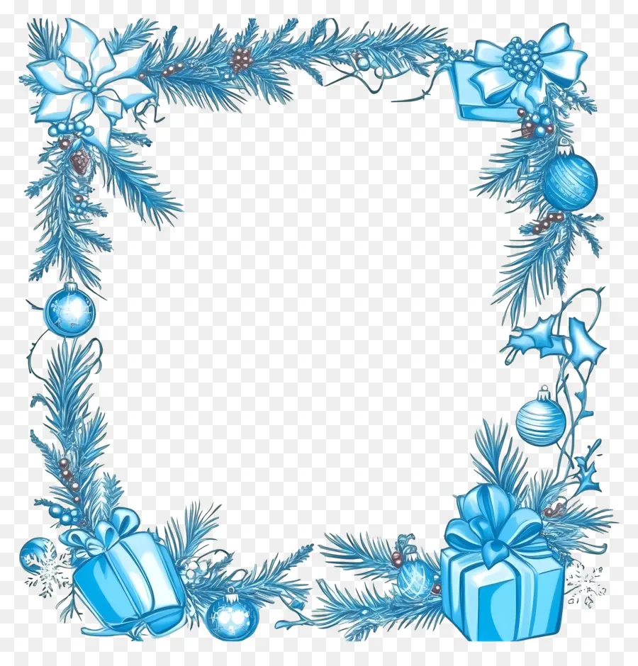 Marco De Navidad Azul，Marco De Adorno Azul PNG