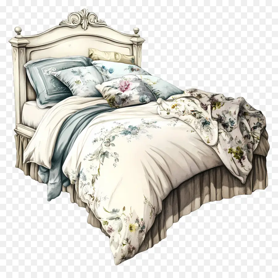 Cama Acogedora，Cama Floral PNG