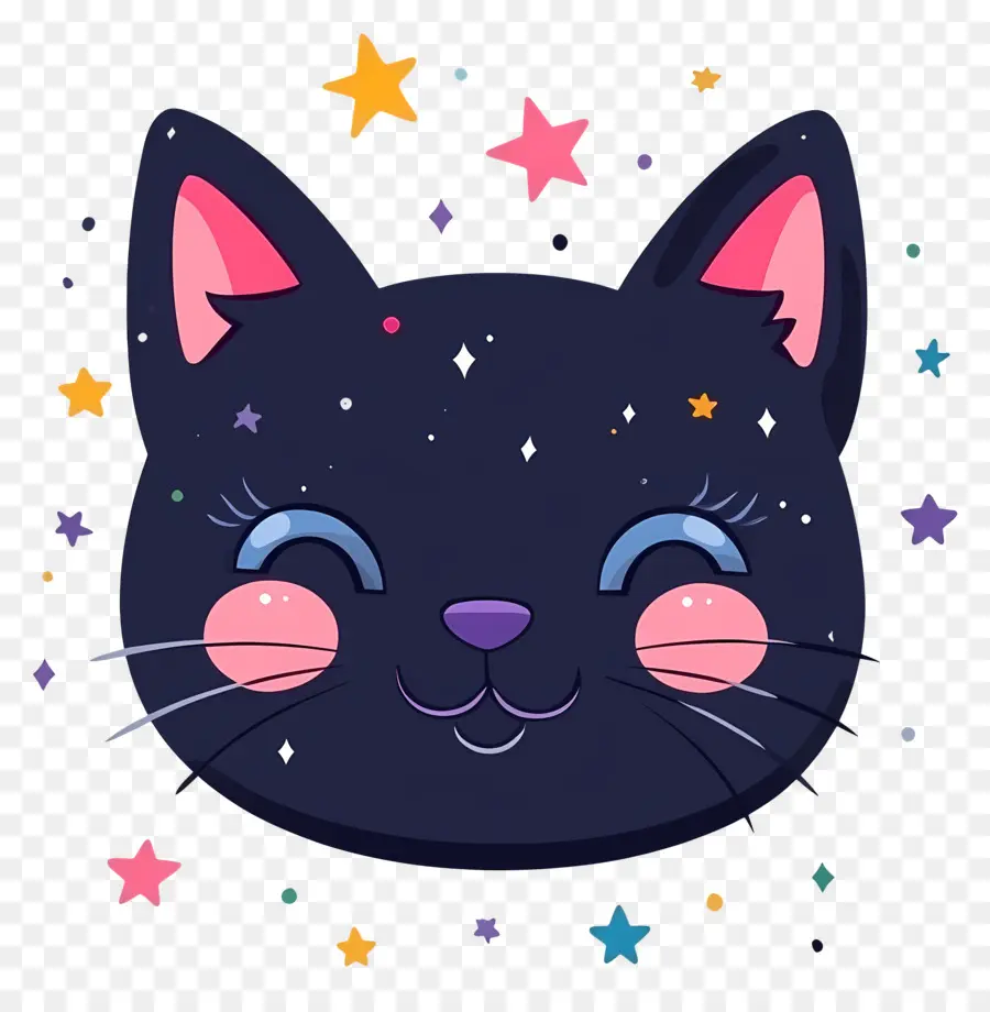 Gato Kawaii，Cara De Gato Negro PNG