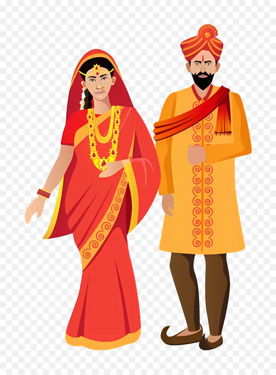 Pareja De Boda India，Pareja Tradicional PNG