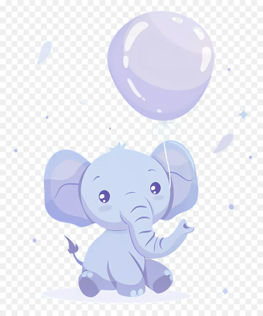 Elefante Bebé，Elefante Azul Claro Con Globo Morado PNG