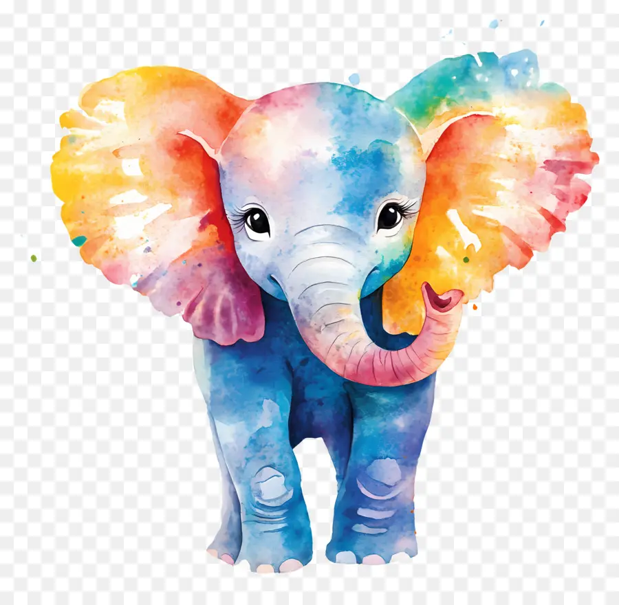 Elefante Acuarela，Elefante Colorido PNG