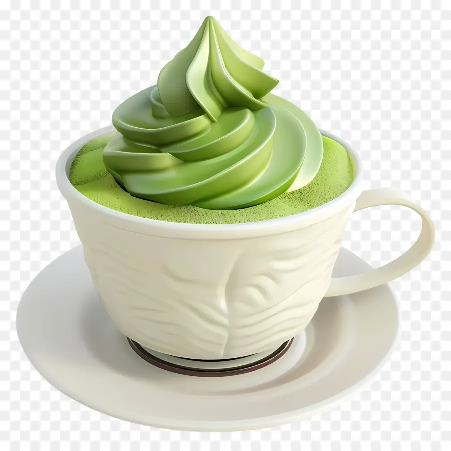 Matcha Latte，Bebida Cremosa Verde PNG