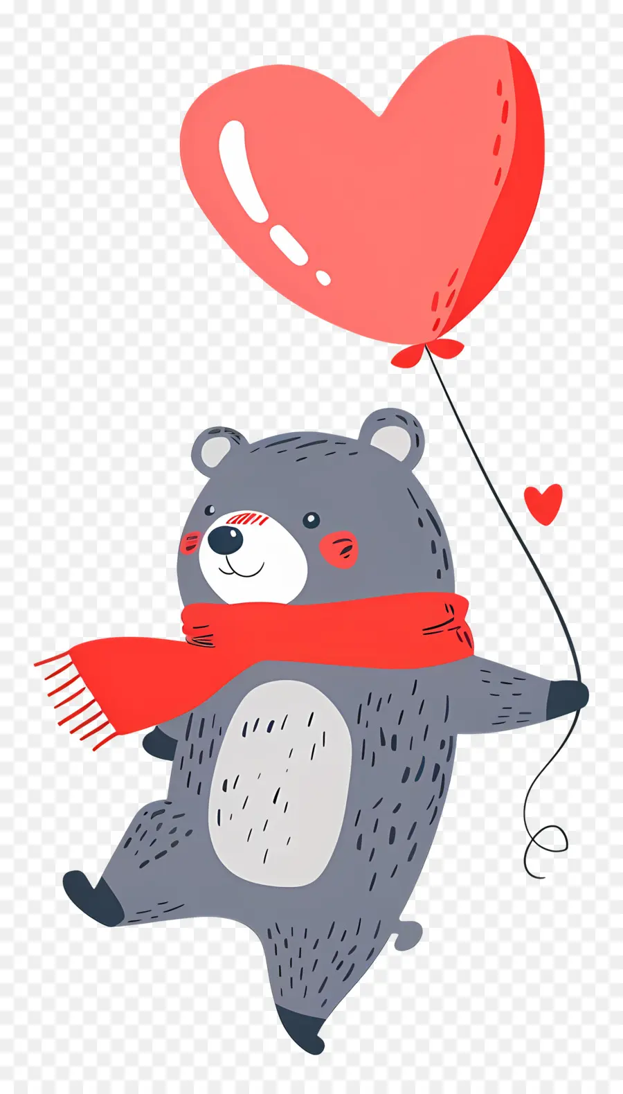 Lindo Oso，Oso Gris Con Globo De Corazón PNG