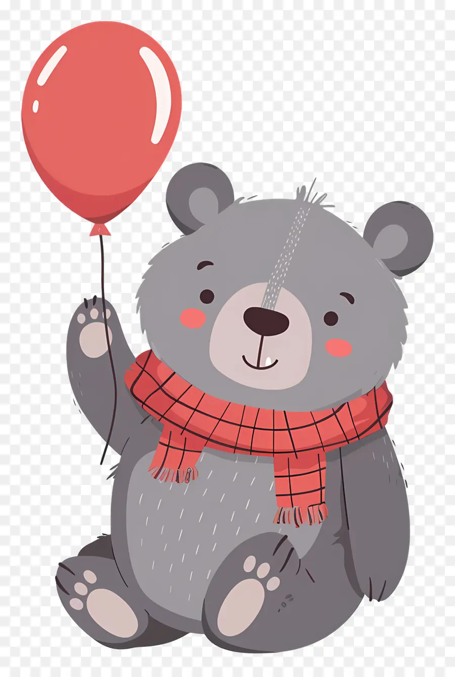 Lindo Oso，Oso Gris Con Globo Rojo PNG