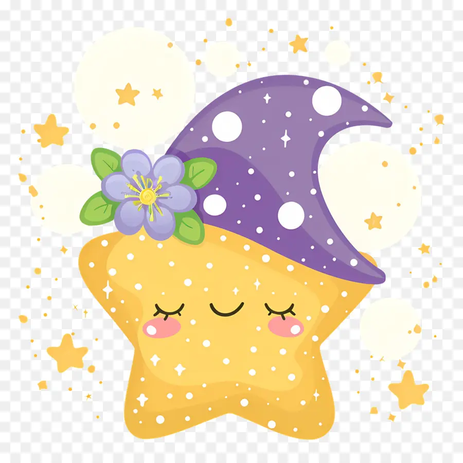 Estrella Kawaii，Estrella Amarilla Con Sombrero PNG