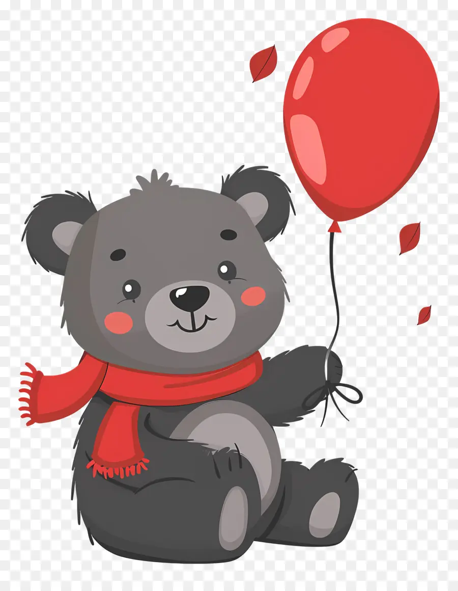 Lindo Oso，Oso Gris Con Globo Rojo PNG