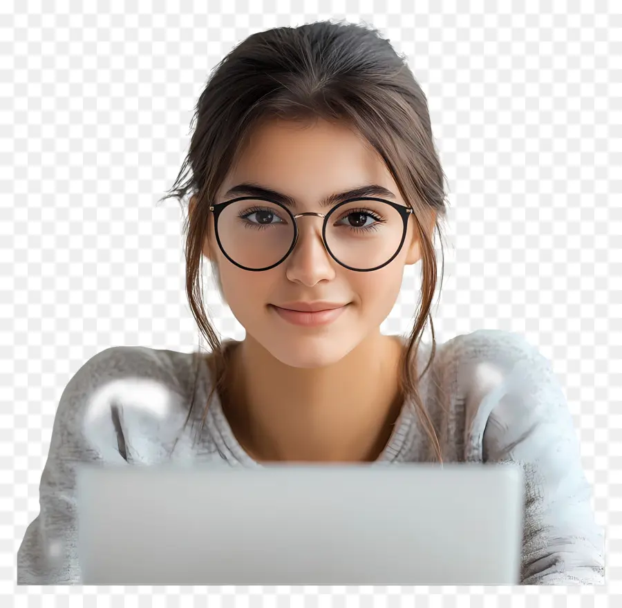 Curso De Computación Chica Estudiante Real，Mujer Con Computador Portatil PNG