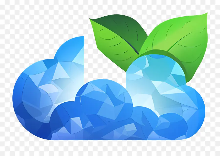 Logotipo De La Nube，Nube Geométrica Con Hojas PNG